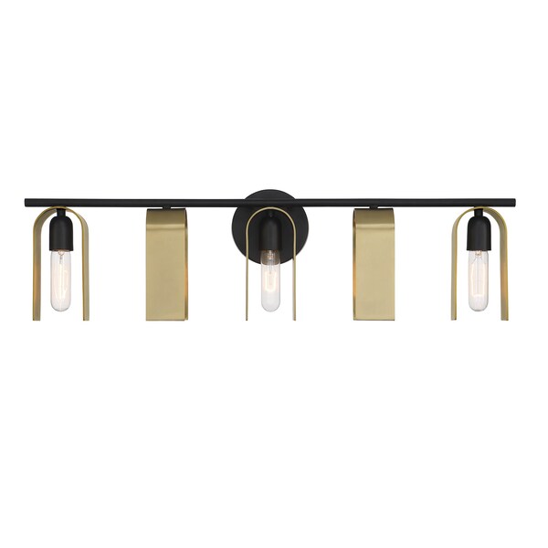 Designers Fountain U Turn 31.5in 5-Light Matte Black Glam Indoor Vanity Light with Brushed Gold Metal Shades D263M-5B-MB - main